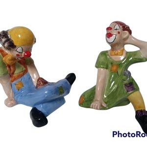 2 Vintage Bell' Europa Ceramiche Clown Circus Figurines Made In Italy 7" Ceramic